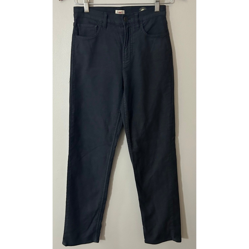 Faherty Pants Women 25 Black Washed Slim Straight High Rise Stretch Cotton Jeans